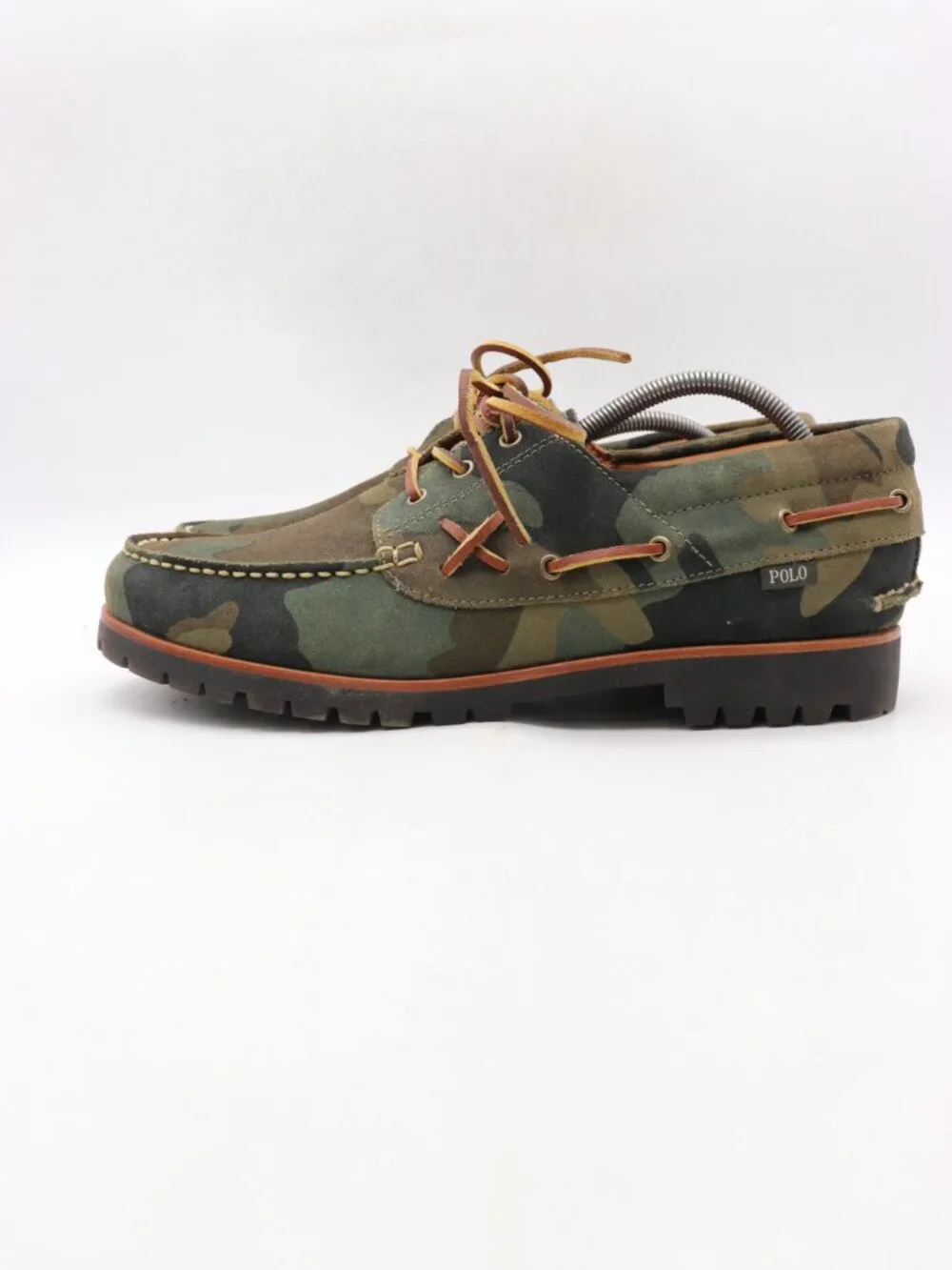 Polo Ralph Lauren Ranger Deck Suede Shoes Men's Size 11.5 Camo Green Camouflage